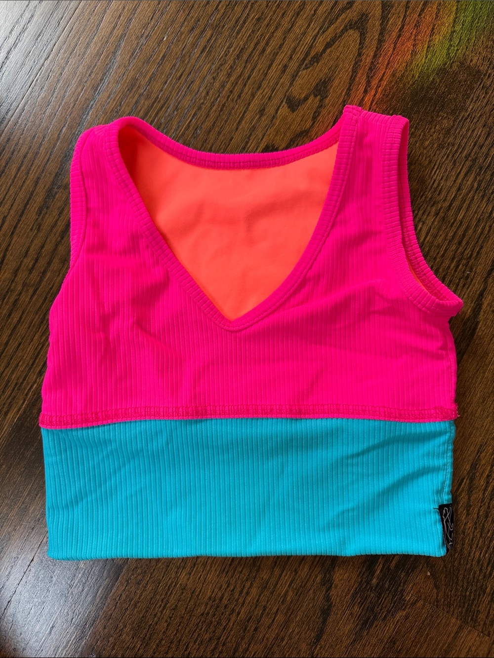 Girls Tiger Friday Reversible DanceTop- Neon Pink, Teal, Orange child XL